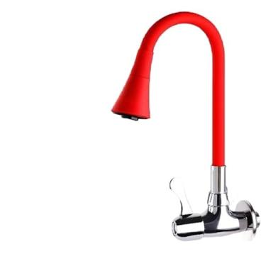 Imagem de torneira cozinha parede preta flexível Duplo Jato Cone 1/4 de Volta (vermelho/parede/ 360°)