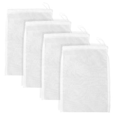 Imagem de Pacote com 4 sacos de leite de nozes, saco de filtro de 28 x 20 cm, forte e durável, reutilizável, espremedor de suco de amêndoa, saco de nylon para coar café, coar, suco de frutas, queijo, tofu