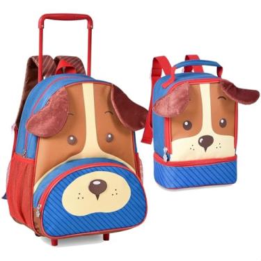 Imagem de Mochila Rodinha Infantil Kit Escolar Cachorro Caramelo 13" Lancheira Termica 9" - Clio Pets