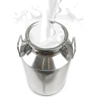 Imagem de Fermentador, Balde de leite de aço inoxidável 201 com tampa - Recipiente de líquido para armazenamento de fermentação balde de vinho balde de leite para armazenamento/transporte de líquidos e sólidos