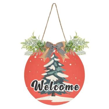 Imagem de YETTASBIN Placa de boas-vindas para árvore de Natal, placa de parede à prova d'água, guirlanda decorativa de alpendre para inauguração de casa, quintal, jardim, decoração de férias, 30 x 30 cm