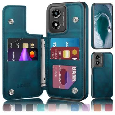 Imagem de DJDUCK Capa carteira projetada para Moto G Play 2024 com porta-cartão, [proteção de couro com bloqueio de RFID] [capa de fecho magnético] à prova de choque masculina e feminina para Moto G Play 2024