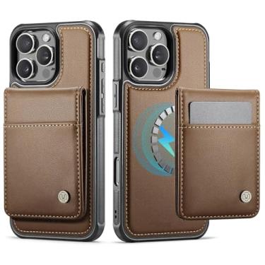 Imagem de SFDSUH Capa carteira magnética 2 em 1 destacável para iPhone 16e com porta-cartões e suporte magnético (para iPhone 16e/marrom)