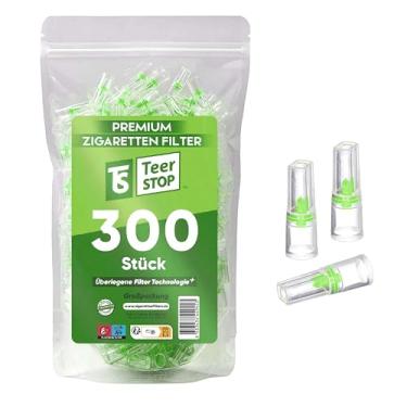Imagem de TS Teer STOP Filtros para cigarros, que removem alcatrão e substâncias químicas, 300 filtros para cigarros, porta-cigarros, filtro de cigarro regular de 8 mm, pontas de filtro reutilizáveis