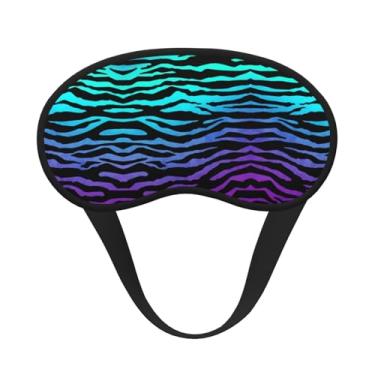 Imagem de Máscara de dormir blackout com estampa de listras de zebra roxa azul e verde máscara para os olhos com luz macia para dormir meditação viagem ioga