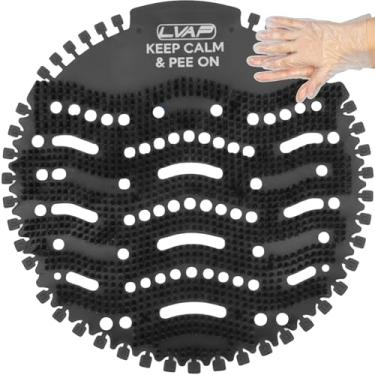 Imagem de Desodorizador de tela de mictório (pacote com 12) Proteção contra odor para banheiros no escritório, escolas, restaurantes, banheiro, preto antirespingos - 12 bolos de mictório + 12 luvas grátis