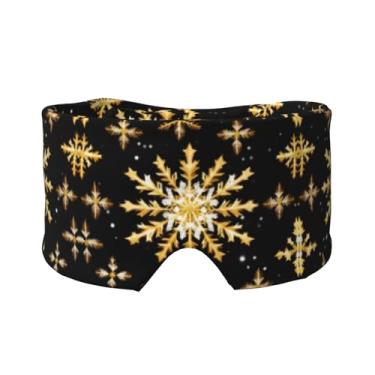 Imagem de Máscara dourada para olhos e orelhas com estampa de floco de neve de Natal, respirável, ajustável, blecaute, venda, confortável