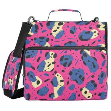 Imagem de STAYTOP Lindo fichário de zíper com 3 anéis com estampa de leopardo e alça de ombro, anéis D de 3,8 cm, material escolar e de escritório