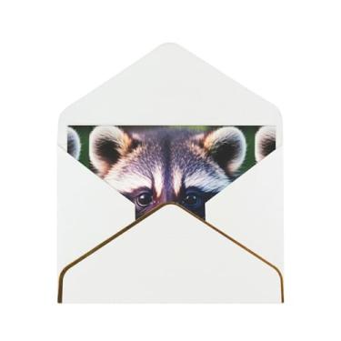 Imagem de SKKNT Carinha de guaxinim 1 cartões de felicitações impressos para todas as ocasiões, convites de festa de aniversário de casamento, 12,7 x 15,2 cm