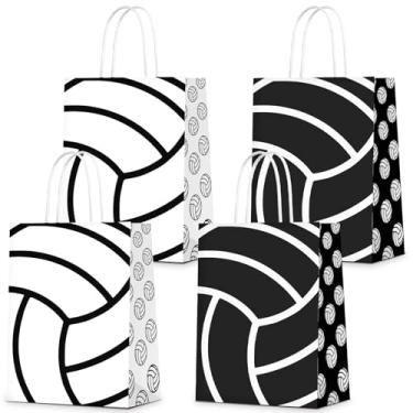 Imagem de KERINGO 16 peças de sacos de presente de voleibol, lembrancinhas de festa de vôlei, lanches de vôlei e sacos de doces com alças para decoração de festa de aniversário de adultos com tema de vôlei