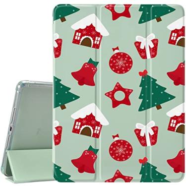Imagem de JOYLAND Capa com desenho animado de Natal para iPad 7ª/8ª/9ª geração, capa verde, animais fofos com suporte para lápis, leve, inteligente, três dobras, capa de TPU macio para iPad de 10,2 polegadas
