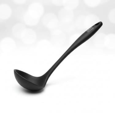 Imagem de Concha Silicone Preta 28,5cm Não Risca Panela Sopa