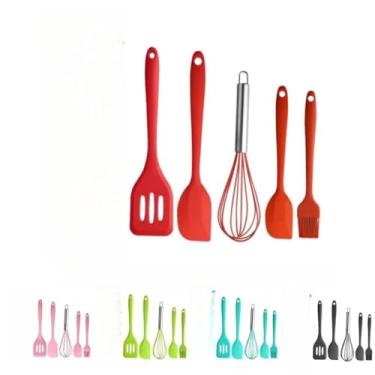 Imagem de Utensílios De Cozinha Colheres Espatula Cabo Madeira(5 peças-Cor aleatória kit 1)
