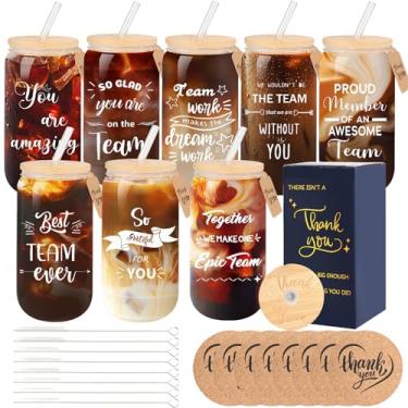 Imagem de Conjunto de 8 copos de vidro para presente de agradecimento do funcionário, presentes de Natal de agradecimento para funcionários colegas de trabalho 473 ml, copos de vidro de cerveja em forma de lata