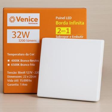 Imagem de Painel Plafon Led 32w 4000k ou 6500k, Sobrepor Ou Embutir, Redondo ou 