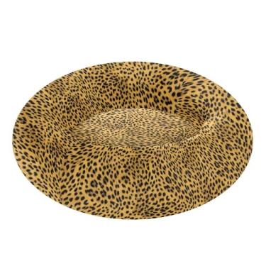 Imagem de SEHANY Cama de cachorro com estampa de leopardo, removível e lavável, pequena, redonda para gatos, cama fofa, super macia, confortável para animais de estimação com fundo antiderrapante para cães