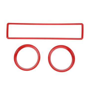 Imagem de Jimen Compatível com Ford Mustang 2010-2014, 3 peças de acessórios de acabamento interior da tampa da saída de ar do painel do console central (vermelho)