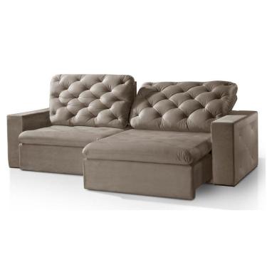 Imagem de Sofá 5 Lugares Rio Branco Retrátil Reclinável Com Molas Bege