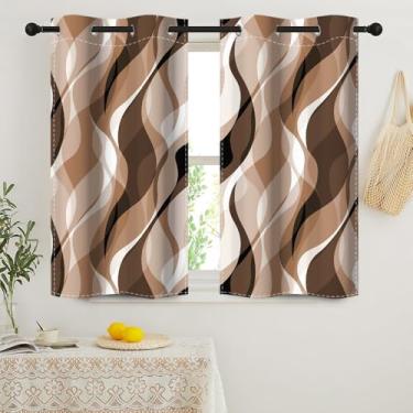 Imagem de DORCEV Cortinas blackout marrons para sala de estar quarto decoração café bronze abstrato geométrico linhas onduladas cortinas janela cortinas modernas minimalistas cozinha pátio janela tratamentos