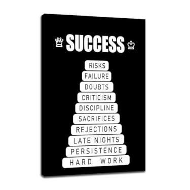 Imagem de Arte de parede motivacional sucesso inspirador empreendedor citações imagem pintura placa impressa em tela afirmação decoração de parede arte para sala de estar escola escritório pronto para pendurar