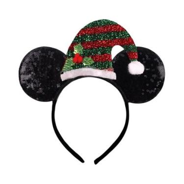 Imagem de Tiara De Natal Mickey Mouse Com Lantejoulas Em Forma De Floco De Neve 