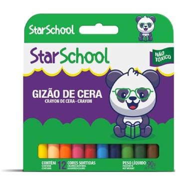 Imagem de Starschool Gizão de Cera 12 Cores | Formato Anatômico e Fácil de Segurar | Ideal para Pinturas, Desenhos e Trabalhos Artísticos Infantis