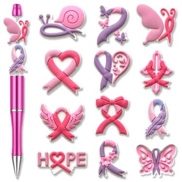 Imagem de Miçangas de silicone para artesanato DIY, preto meninas animais Autims fita rosa contas espaciais para fazer joias chaveiro decoração caneta (fita rosa)