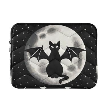 Imagem de GAIGEO Capa para laptop preta com gato morcego fina, leve, durável, bolsa de transporte para tablet de viagem para trabalho, capa para laptop para mulheres, 13 a 14 polegadas