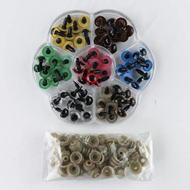 Imagem de AKOAK 70 peças de olhos de segurança, olhos de boneca artesanal de 10 mm, olhos de crochê de plástico colorido, para animais de pelúcia de pelúcia, fantoche DIY, brinquedo de urso de pelúcia