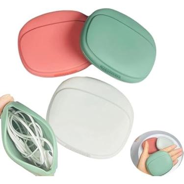 Imagem de Organizador de fone de ouvido de silicone - capa de armazenamento de cabo de dados - mini caixa de chave - organizador de fone de ouvido portátil com fio (vermelho-cinza-verde-3 peças)