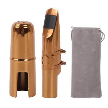 Imagem de Yibuy Bocal plano Tenor B para saxofone 9# tampa de grampo ouro rosa com bolsa de flanela dourada