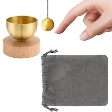 Imagem de Tigela de canto, decoração de casa espiritual de latão - tigela portátil de de meditação - para iniciantes, mulheres, relaxamento, ioga, canto, mindfulness, estúdio, mesa, sala de estar, casa