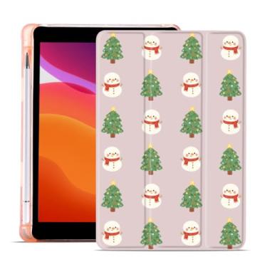 Imagem de MAYCARI Capa de Natal para iPad A16 11 polegadas 2025 com suporte para lápis, árvores de Natal originais fofos bonecos de neve macio TPU capa protetora traseira para iPad 10ª geração, capa fina