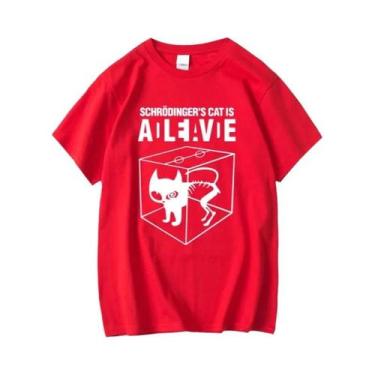 Imagem de Camiseta Masculina De Algodão Com Estampa De Gato De Schrödinger, Mang