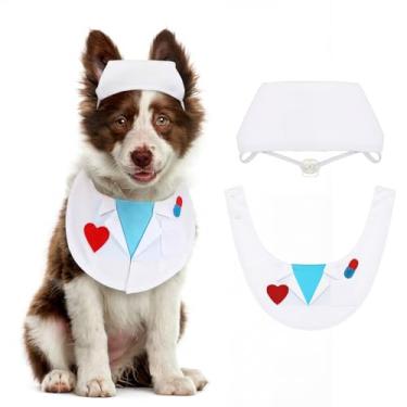Imagem de Hillban Fantasia de médico para cães grandes, gatos, filhotes, fantasias, cosplay, festa, veterinária, roupa de enfermeira, gato, uniforme fofo (G)