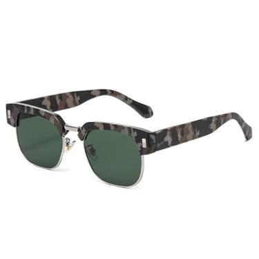 Imagem de Óculos de Sol UV400 - Estampa Punk de Leopardo Metálico para Homens e Mulheres, Ideal para Esportes ao Ar Livre, Corrida e Ciclismo, Verde Escuro