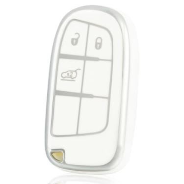 Imagem de Capa de chave de controle remoto de TPU compatível com Jeep Compass/Cherokee/Wrangler/Commander/Dodge Journey/Ram/Fiat, acessórios para chaves de carro