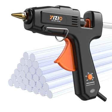 Imagem de IZIO Conjunto De Pistola Cola Quente E Bastões Tamanho Normal, Temperatura Ajustável 100-220 W, Industrial Alta Resistência Com Pré-Aquecimento Rápido, 30 Para Artesanato, Reparos Diy (Preto)