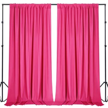 Imagem de Sugargirl Cortinas de fundo Fuschia sem vincos de poliéster para fotos com bolsos de haste para festa, aniversário, fotografia de casamento, decoração de casa (1,5 x 2,8 m, 2 painéis)