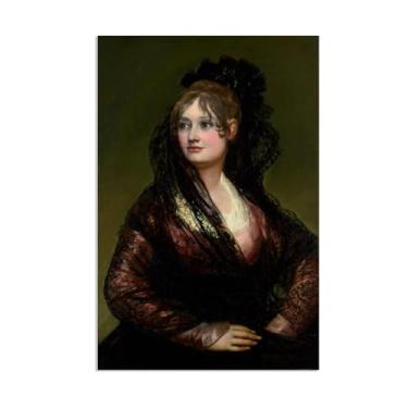 Imagem de Arte de parede Francisco Goya, Dona Isabel de Porcel, impressão em tela famosa reprodução de pinturas a óleo abstratas imagem emoldurada para decoração de casa pôster de 70 x 50 cm (28 x 20 polegadas)