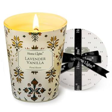 Imagem de HomeLights Velas de cera de soja perfumadas para casa, velas de 1 pavio em lavanda com aroma de baunilha, velas de aromaterapia, presente para festas, relaxantes, texturas naturais boêmias, 200 ml
