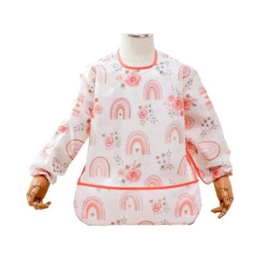 Imagem de Babador De Manga Longa Impermeável De Poliéster Para Bebês Com Bolso -