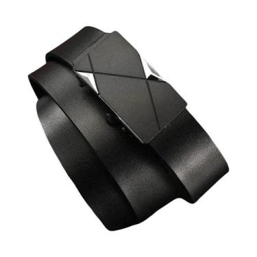 Imagem de Cinto Masculino Casual De Couro PU Cor Sólida Luxuoso Com Fivela Autom