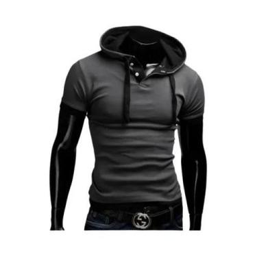 Imagem de Camiseta Masculina Slim Fit Com Capuz Verão 2024 Manga Curta Roupas De