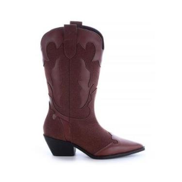 Imagem de Bota Feminina Country Michelle Camurça Marrom-Feminino