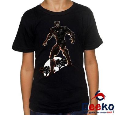 Imagem de Camiseta Infantil Pantera Negra 100% Algodão The Black Panther Geeko, 