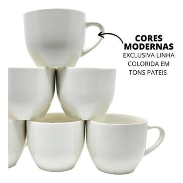 Imagem de Conjunto Xícaras Kit 6 Peças Porcelana Chicara Chá e Café 170ML - RR P