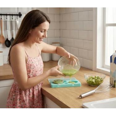 Imagem de Moldes de picolé de desenho animado infantil, moldes de sorvete de silicone de grau alimentício de cavidade, com palitos reutilizáveis, design plano antiaderente