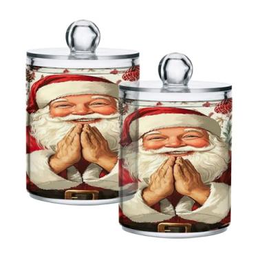 Imagem de xigua Pacote com 4 lindos suportes de Natal para bolas de algodão, cotonete – Frasco de plástico de boticário de armazenamento versátil transparente de 4 ml para banheiro e organização de