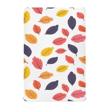 Imagem de Wassud Jogo de lençol abstrato com folhas de outono para berço respirável para meninos e meninas, lençol com elástico, neutro, 68 x 99 cm